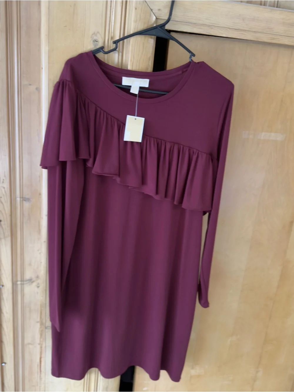 Michael Kors Burgundy Dress with Gold Logo Plate